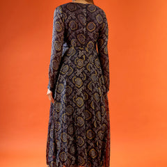 Black Ethnic Printed Flared Anarkali Set with Dupatta