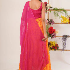 Yellow & magenta anarkali set