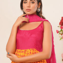 Yellow & magenta anarkali set