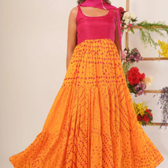 Yellow & magenta anarkali set