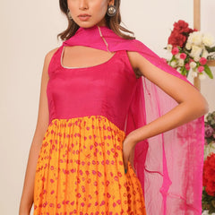 Yellow & magenta anarkali set